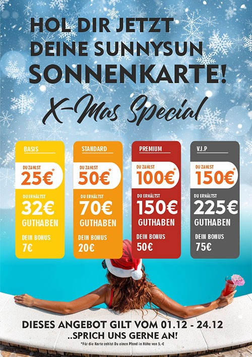 Sonnenkarte - X-Mas Special 2024 - Sunnysun Sonnenstudio Braunschweig