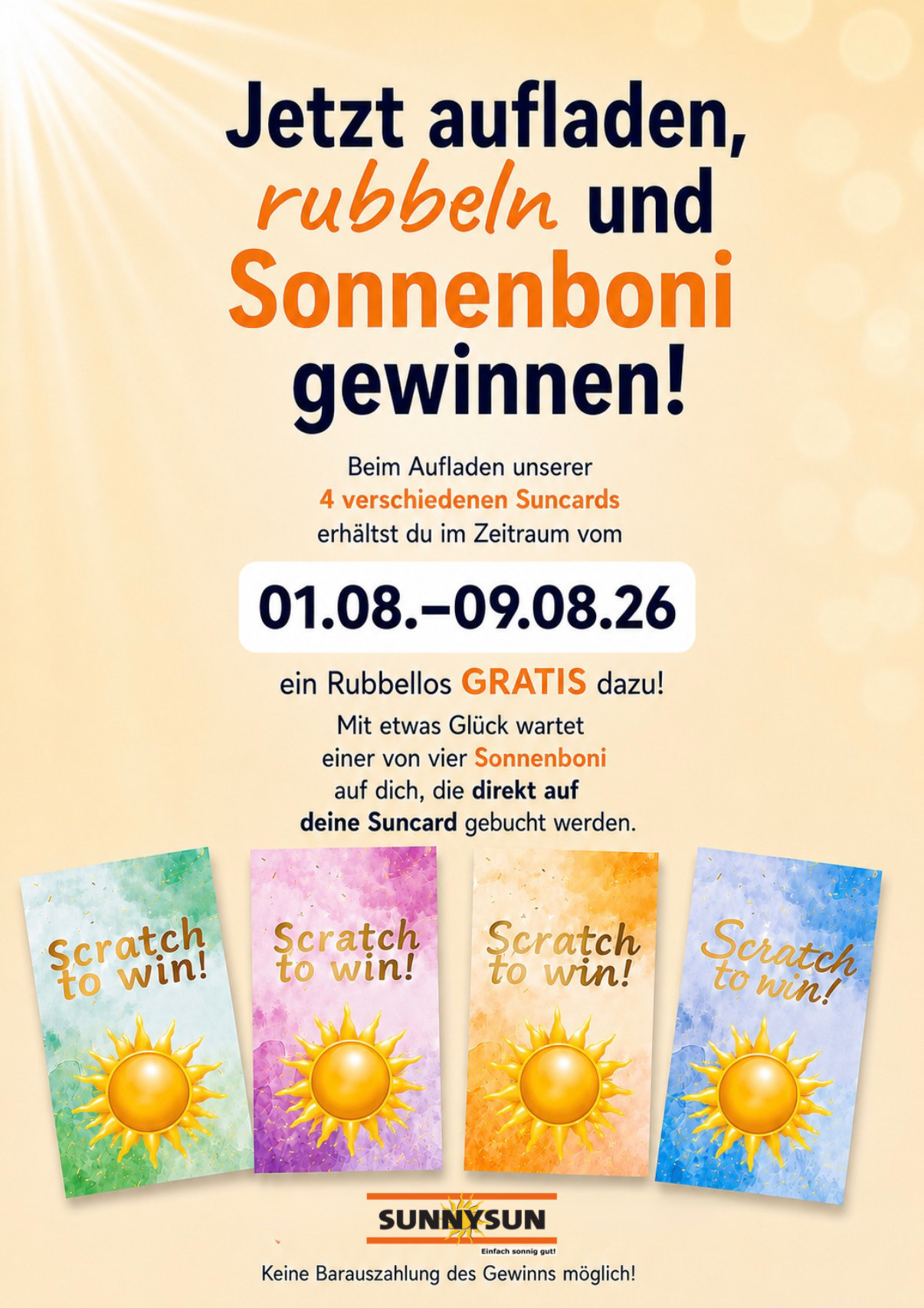 Gratis-Rubbellos bei jeder Suncard-Aufladung im SNNYSUN Sonnenstudio Braunschweig