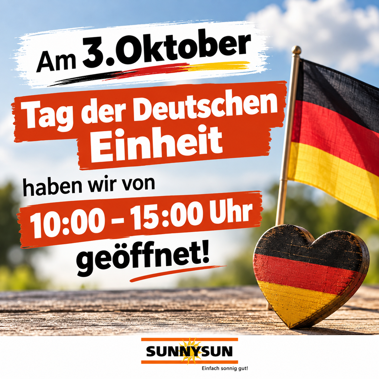 SUNNYSUN Öffnungszeiten 3. Oktober